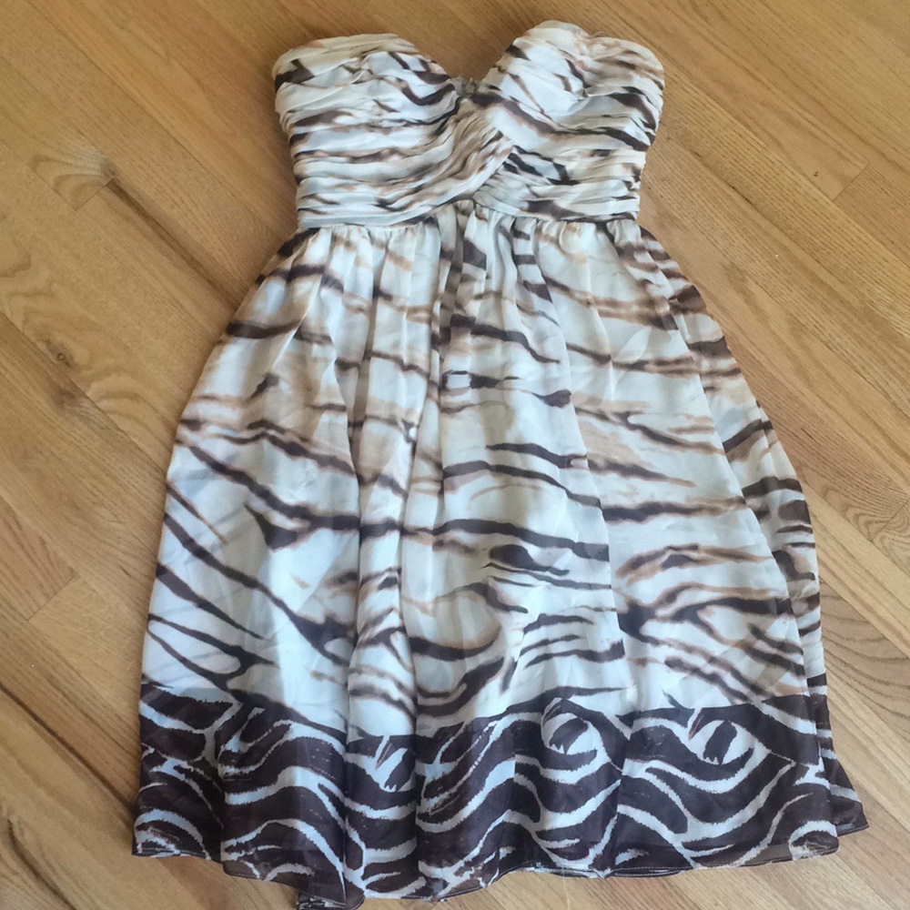 Tan Printed Silk Dress size 2